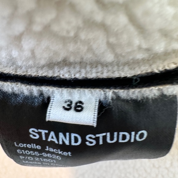 Stand Studio Cropped Black Lorelle Faux Shearling & Leather Jacket/ SMALL/*MINT - Picture 16 of 16